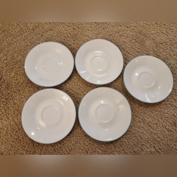 Corelle Outer Banks Lighthouse Saucer Set Of 6 White Blue Rim - Picture 1 of 4
